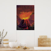 Affiche de voyage pour le volcan du Mexique (Cuisine)