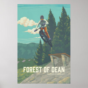 Affiche de voyage pour le VTT dans la forêt de Dea