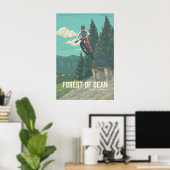 Affiche de voyage pour le VTT dans la forêt de Dea (Bureau à domicile)