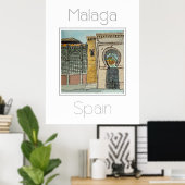 Affiche de voyage pour Malaga Espagne (Bureau à domicile)