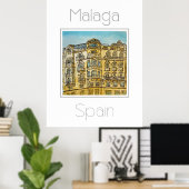 Affiche de voyage pour Malaga Espagne (Bureau à domicile)