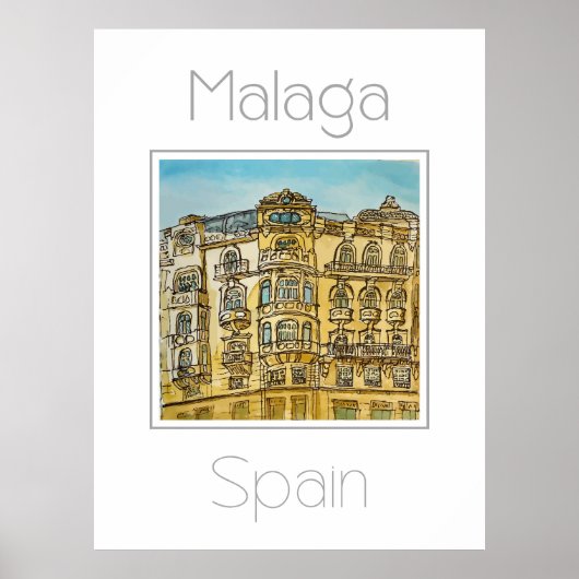 Affiche de voyage pour Malaga Espagne (Devant)