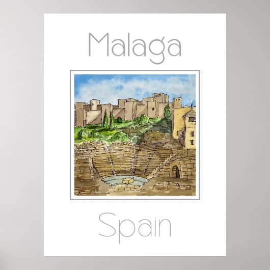 Affiche de voyage pour Malaga Espagne (Devant)