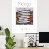 Affiche de voyage pour Malaga Espagne (Bureau à domicile)