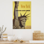 Affiche De Voyage Pour New York, United Air Lines (Cuisine)