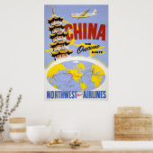 Affiche de voyage pour Northwest Orient Airlines (Cuisine)