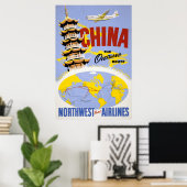 Affiche de voyage pour Northwest Orient Airlines (Bureau à domicile)
