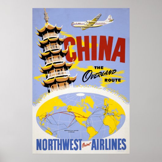 Affiche de voyage pour Northwest Orient Airlines (Devant)