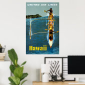 Affiche De Voyage Pour United Air Lines Vers Hawai (Bureau à domicile)
