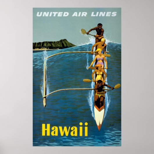 Affiche De Voyage Pour United Air Lines Vers Hawai (Devant)