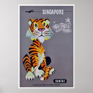 Affiche de voyage Qantas Singapour Art ImpressionA
