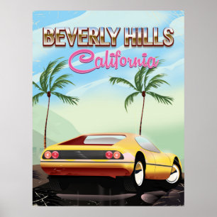 Affiche de voyage rétro Beverly Hills Californie