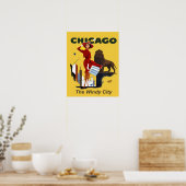 Affiche de voyage rétro Chicago (Cuisine)