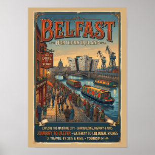 Affiche de voyage rétro de Belfast Irlande du Nord