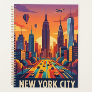 Affiche de voyage rétro de la skyline minimaliste 