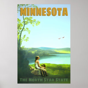 Affiche de voyage rétro de l'État de Minnesota Nor