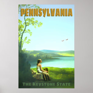 Affiche de voyage rétro de l'État de Pennsylvanie