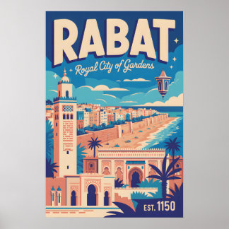 Affiche de voyage rétro de Rabat Maroc Art Print