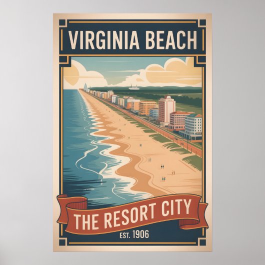 Affiche de voyage rétro de Virginia Beach (Devant)