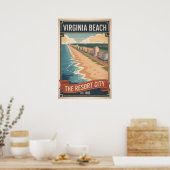 Affiche de voyage rétro de Virginia Beach (Cuisine)