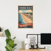 Affiche de voyage rétro de Virginia Beach (Bureau à domicile)