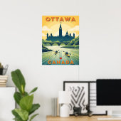 Affiche de voyage rétro d'Ottawa Canada (Bureau à domicile)