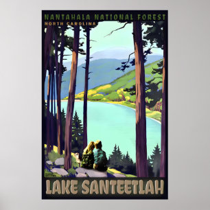 Affiche de voyage rétro du lac Santeetlah Roger Br