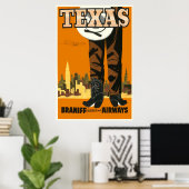 Affiche de voyage rétro du Texas (Bureau à domicile)