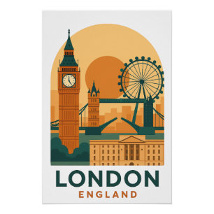 Affiche de voyage rétro Londres Angleterre – Rétro