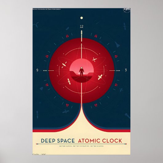 Affiche de voyage rétro NASA - Atomique de l'espac (Devant)