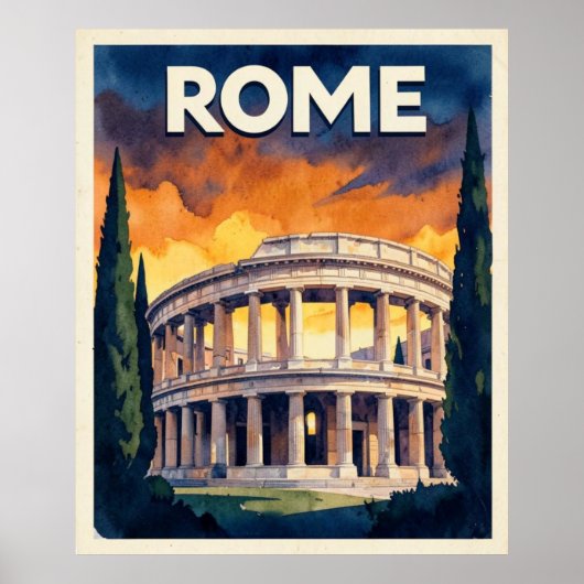 Affiche de voyage rétro Rome (Devant)