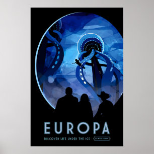 Affiche de voyage rétro sci-fi Europa Futuriste
