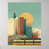 Affiche de voyage rétro sur la skyline de Berlin | (Devant)