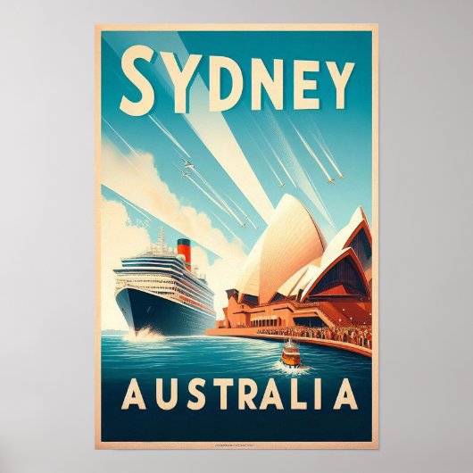 Affiche de voyage rétro Sydney Australie (Devant)