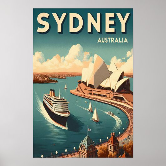 Affiche de voyage rétro Sydney Australie (Devant)
