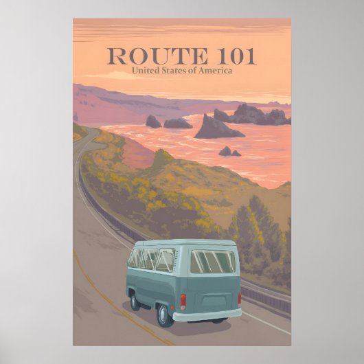 Affiche de voyage Route 101 USA (Devant)