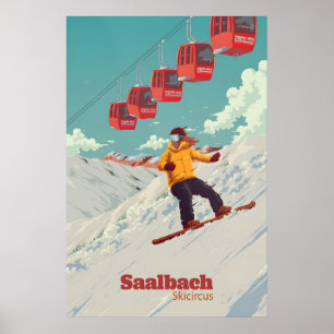 Affiche de voyage Saalbach Skicircus Snowboarding