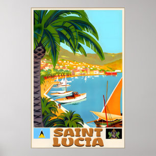 Affiche de voyage Saint-Lucie Caraïbes Antilles