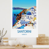 Affiche de voyage Santorin Grèce Art (Cuisine)