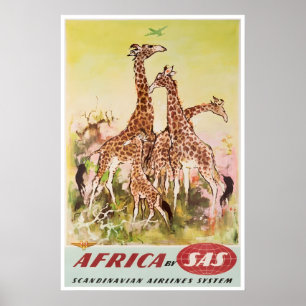 Affiche de voyage SAS Impression de girafe d'art a