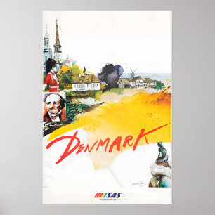 Affiche de voyage SAS Peinture Danemark Art danois
