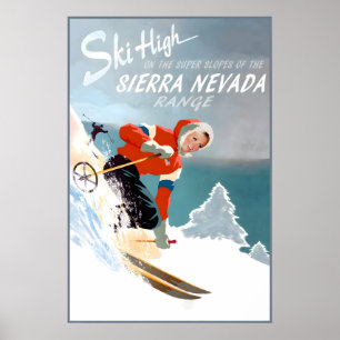 Affiche de voyage Sierra Nevada Californie Neige S
