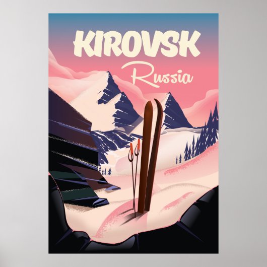 Affiche de voyage ski Kirovsk Russie (Devant)