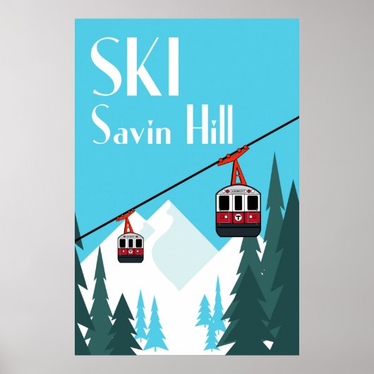 Affiche de voyage Ski Savin Hill Style Vintage (Devant)