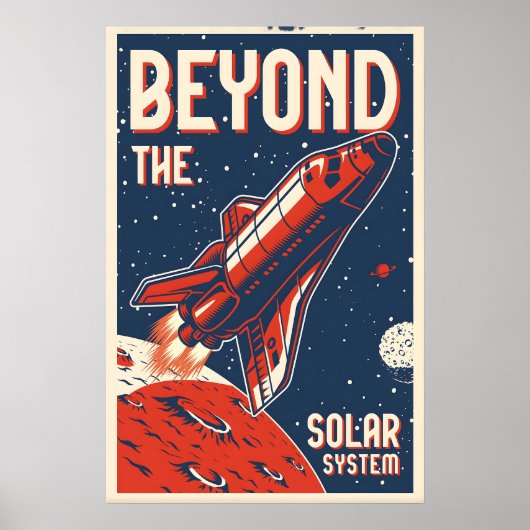 Affiche de voyage spatial au-delà du système solai (Devant)