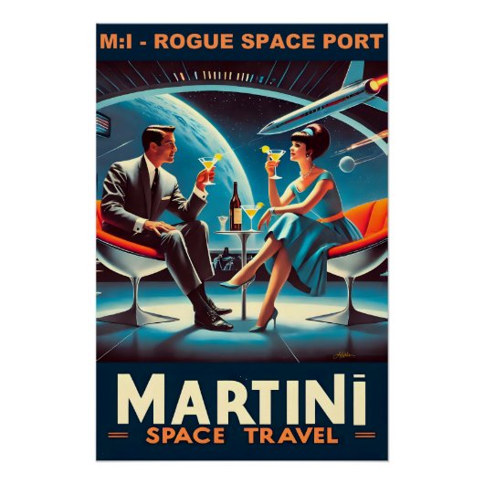 Affiche de voyage spatial Martini Espace Port Rogu (Devant)