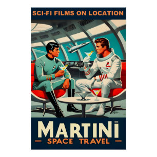 Affiche de voyage spatial Martini Films de science