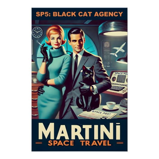 Affiche de voyage spatial Martini SP5 : Agence Bla (Devant)