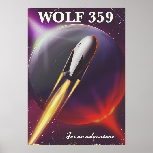 Affiche de voyage spatial "pour une aventure" Wolf (Devant)