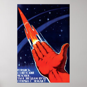 Affiche de voyage spatial soviétique Homme soviéti